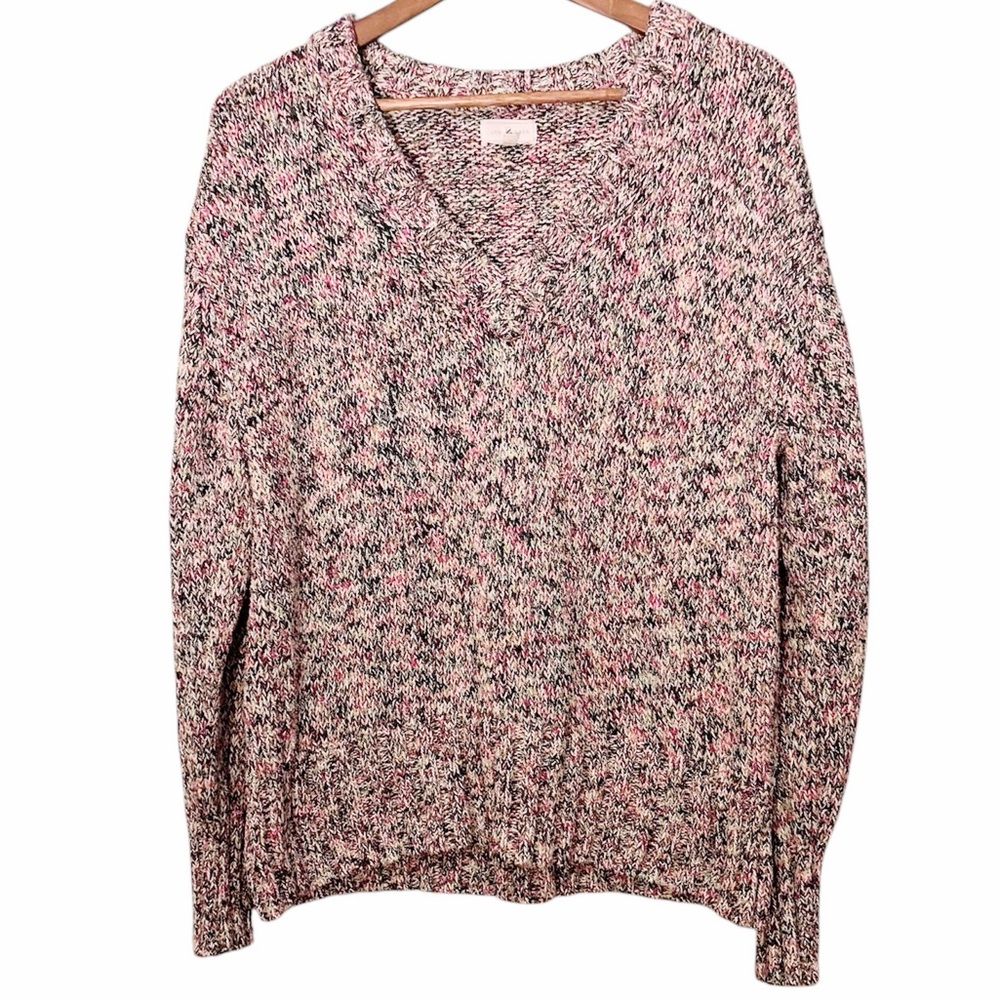 Lou & Grey Multicolor Knit V Neck Oversized Sweater Size Small